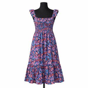 Vineyard Vines Tisbury Floral Smocked Midi Dress XS Pockets
